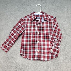 Carter's Toddler Boys Red Plaid Button Down Shirt Long Sleeve Size 2T